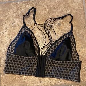 VICTORIA’S SECRET Black Triangle Satin Mesh Front Close Bralette Size Medium